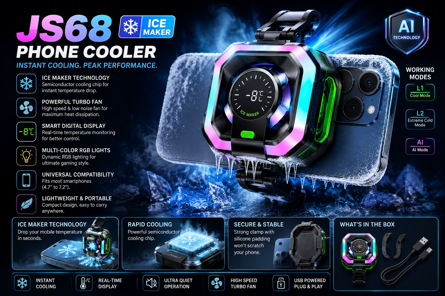 JS68 PHONE COOLER ICE MAKER